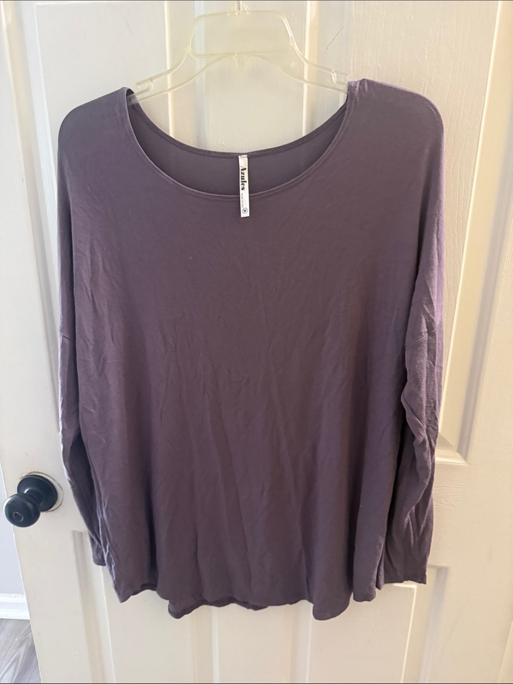 Azules Long Sleeve Scoop Neck Top - Dusky Purple
